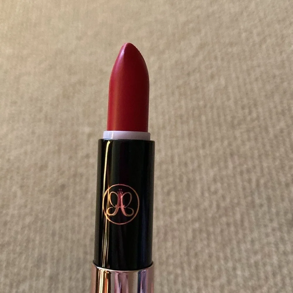 Anastasia Beverly Hills Matte Lipstick Ruby Red Full Size Discontinued Swatched